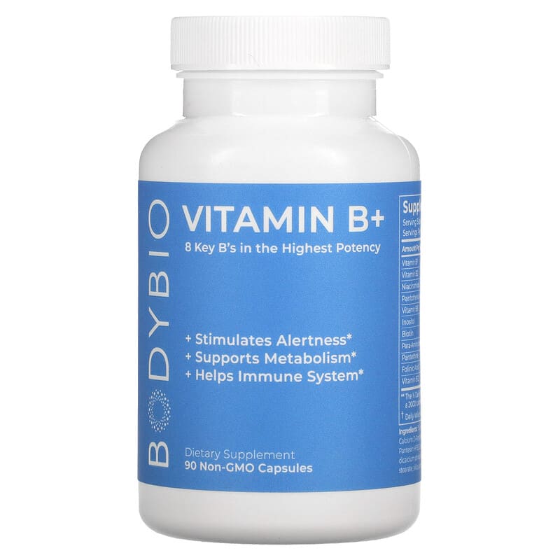BodyBio Vitamin B+ 90 Non-GMO Capsules 743474898109