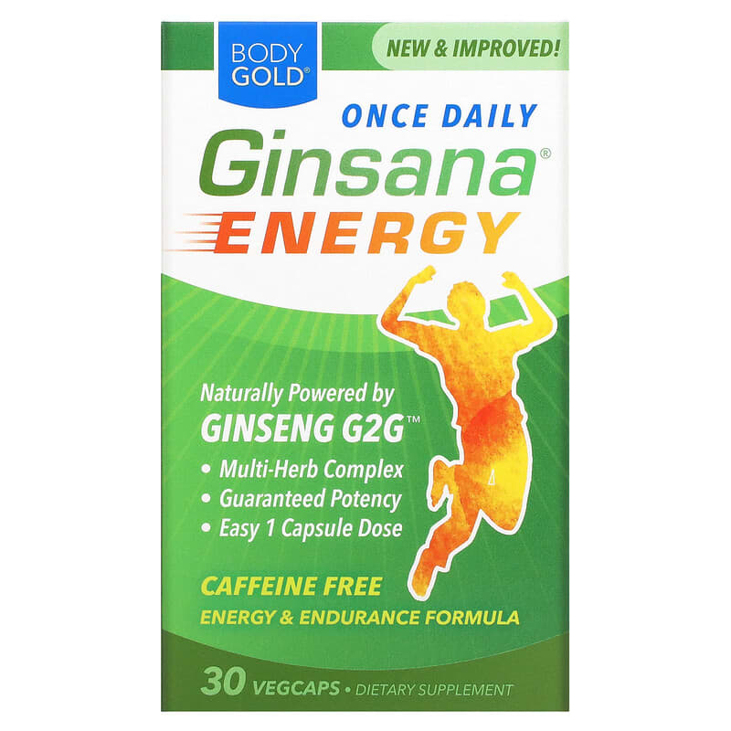 BodyGold Ginsana Energy Caffeine Free 30 VegCaps 793190710964