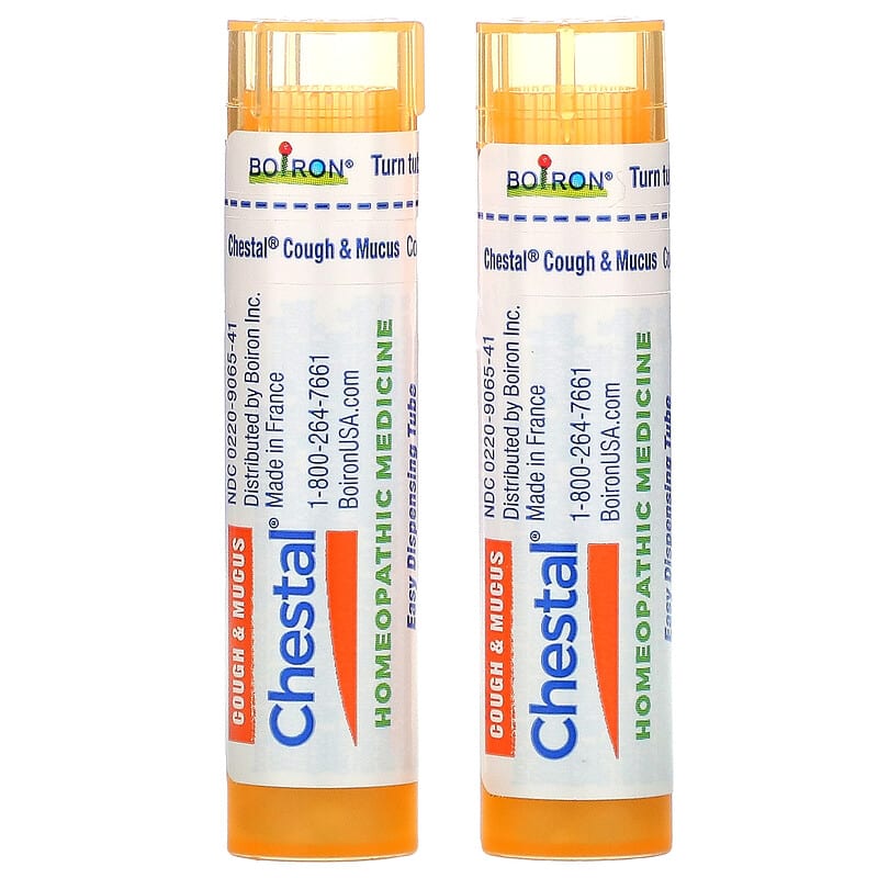 Boiron, Chestal Meltaway Pellets, Cough & Mucus Relief, 2 Tubes, Approx. 80 Pellets Each 306969065426