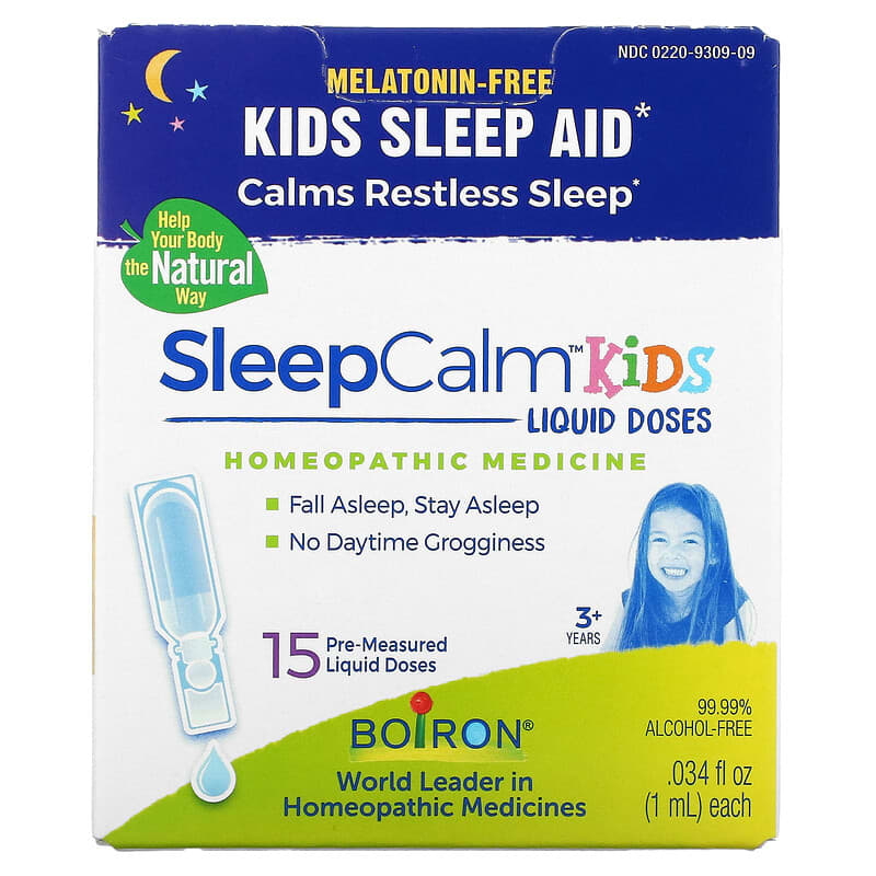 Boiron Kids SleepCalm Liquid Doses 3+ Years Melatonin-Free 15 Pre-Measured Liquid Doses 0.034 fl oz (1 ml) Each 306969309094