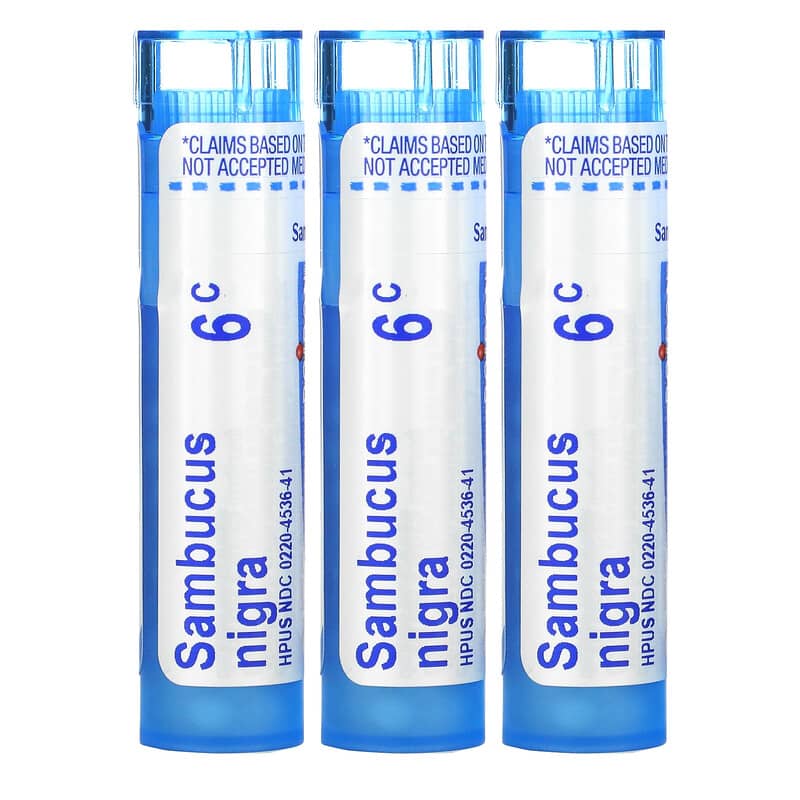 Boiron, Sambucus, Cough & Cold Relief, Meltaway Pellets, 6C, 3 Tubes, Approx. 80 Pellets Each 306969453643