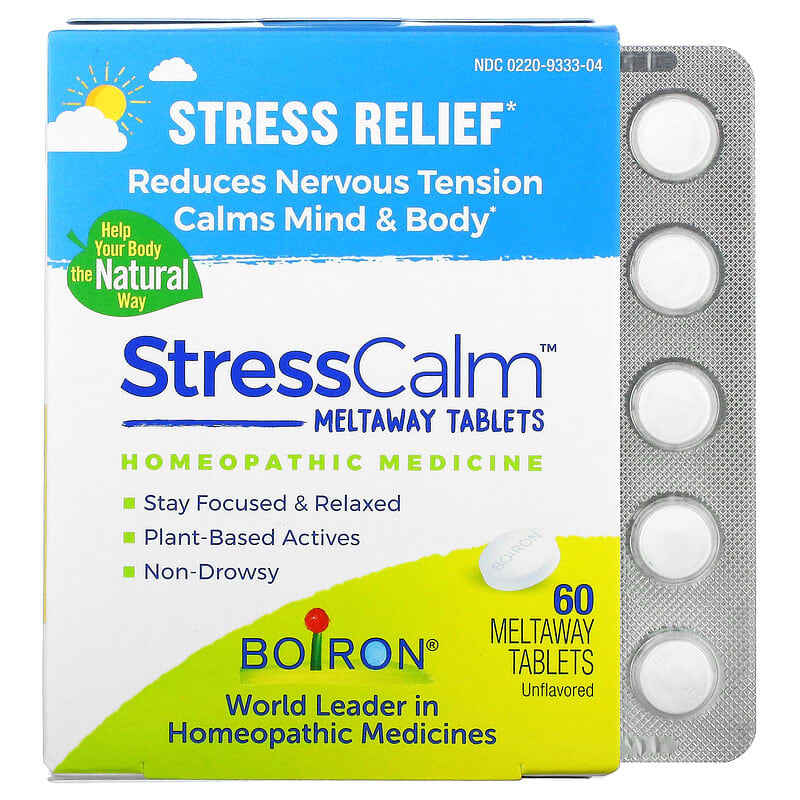 Boiron Stress Calm Meltaway Tablets Stress Relief Unflavored 60 Meltaway Tablets 306969333044