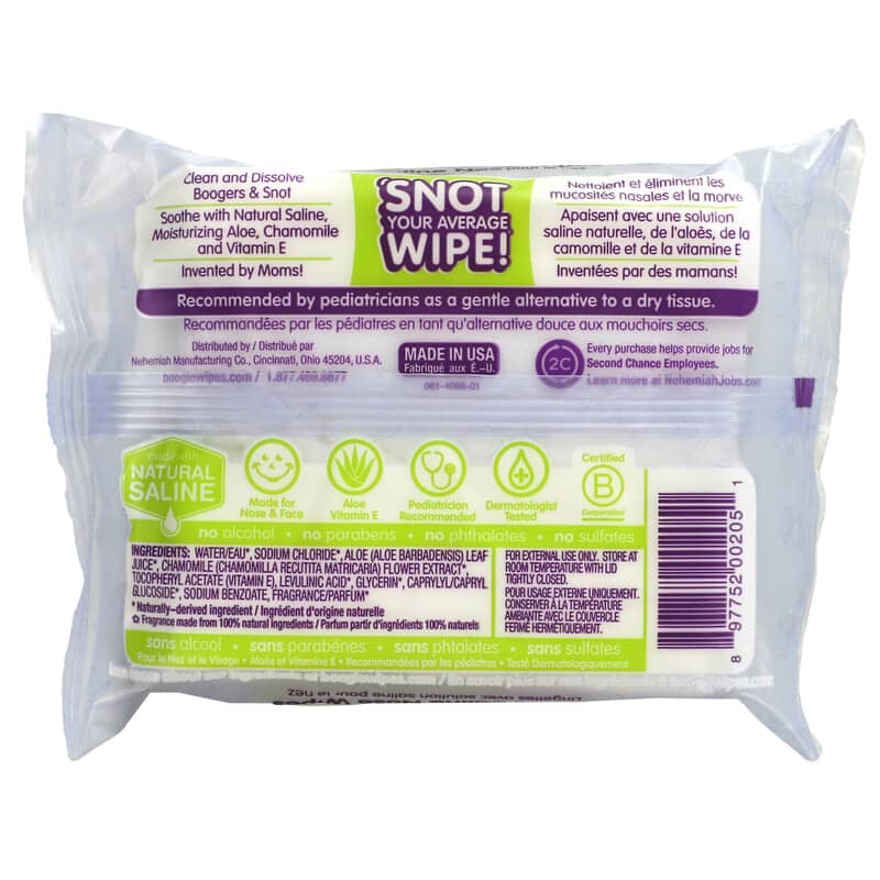 Boogie Wipes, Gentle Saline Nose Wipes, Lavender Scent, 30 Wipes 897752002051
