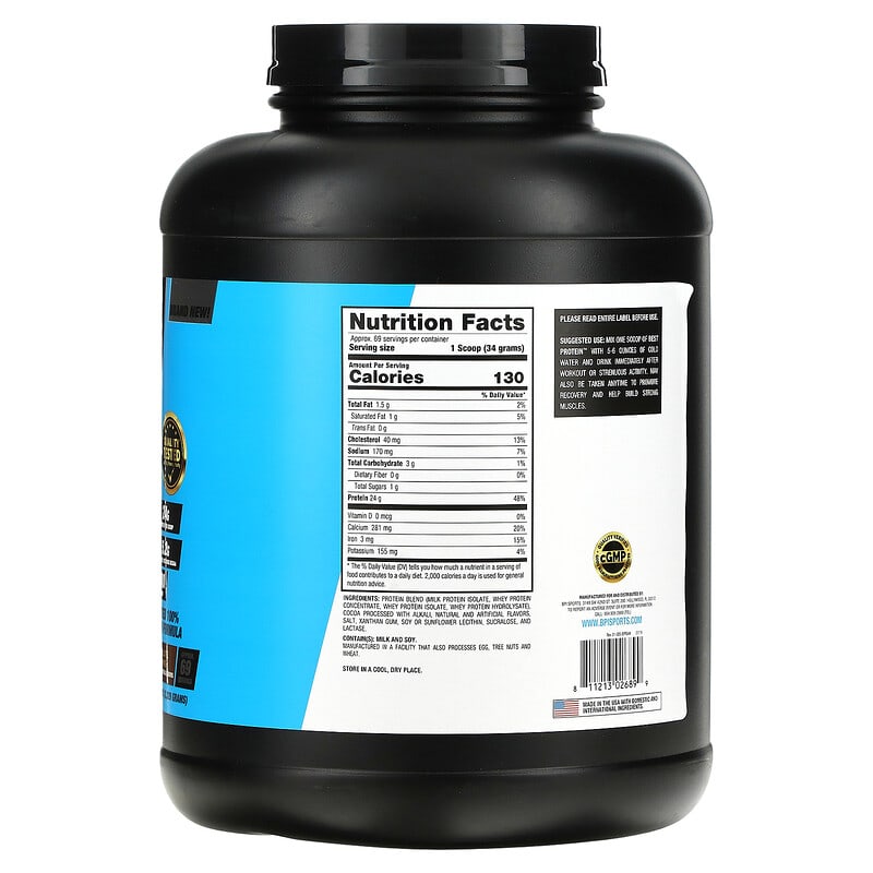BPI Sports, Best Protein, Advanced 100% Protein Formula, Chocolate Brownie, 5.1 lbs (2,329 g) 811213026899