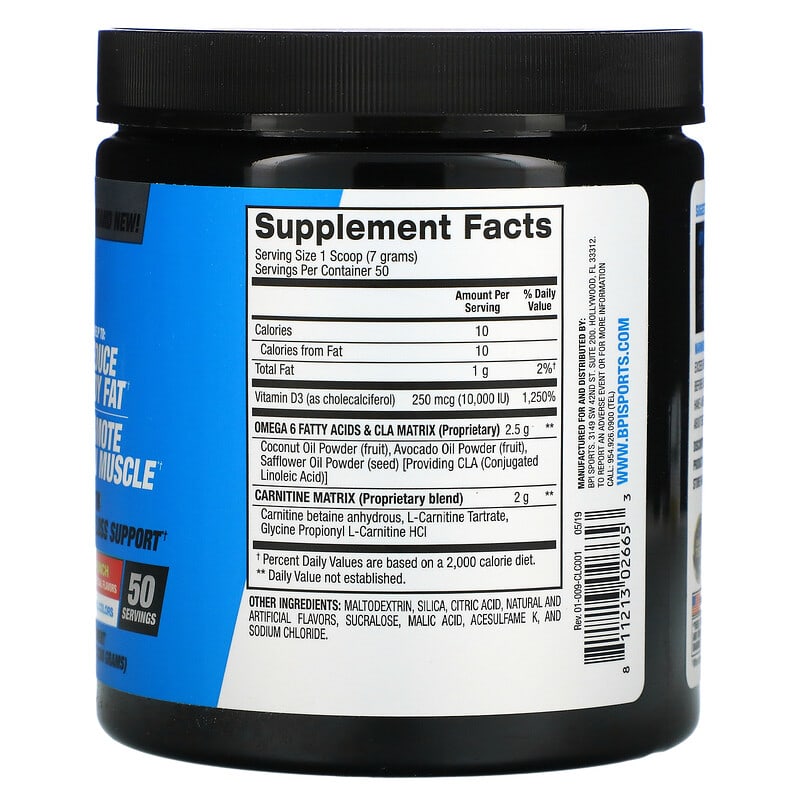 BPI Sports, CLA + Carnitine, Fruit Punch, 12.34 oz (350 g) 811213026653
