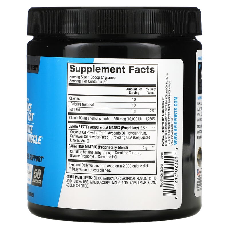 BPI Sports, CLA + Carnitine, Rainbow Ice, 12.34 oz (350 g) 811213028213