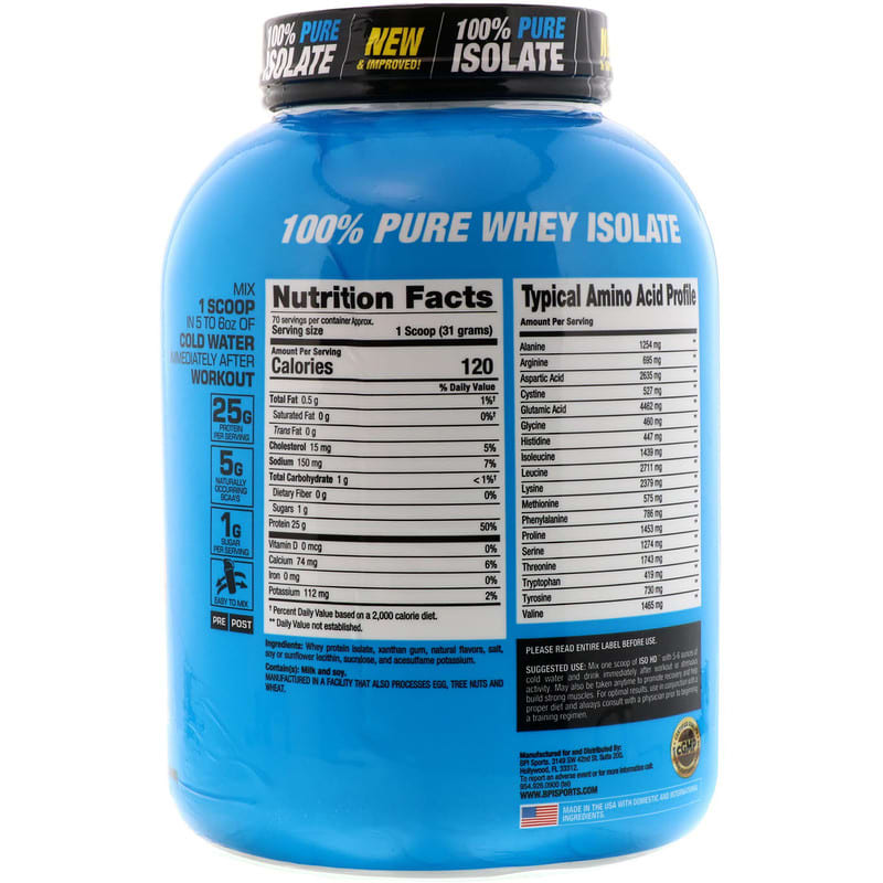 BPI Sports, ISO HD, 100% Pure Isolate Protein, Vanilla Cookie, 4.8 lbs (2170 g) 810516031197