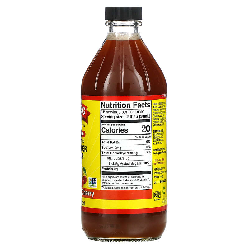 Bragg, Organic Apple Cider Vinegar, Raw-Unfiltered, Orange Tart Cherry, 16 fl oz (473 ml) 74305015168