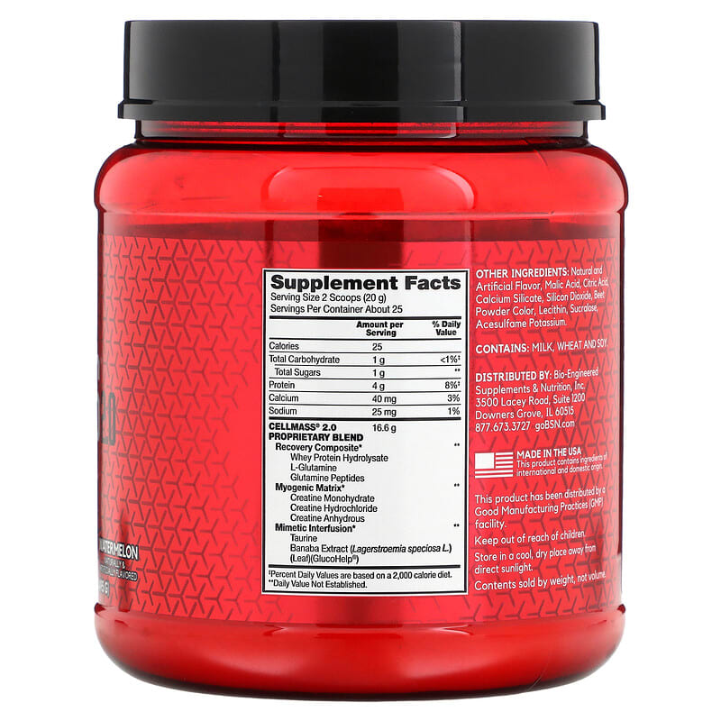 BSN, Cellmass 2.0, Advanced Strength, Watermelon, 1.09 lbs (495 g) 834266002122