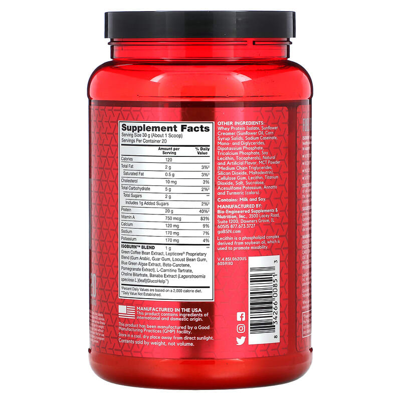 BSN, Isoburn, Fat Burning Protein Powder Matrix, Vanilla, 1.32 lb (600 g) 834266008513