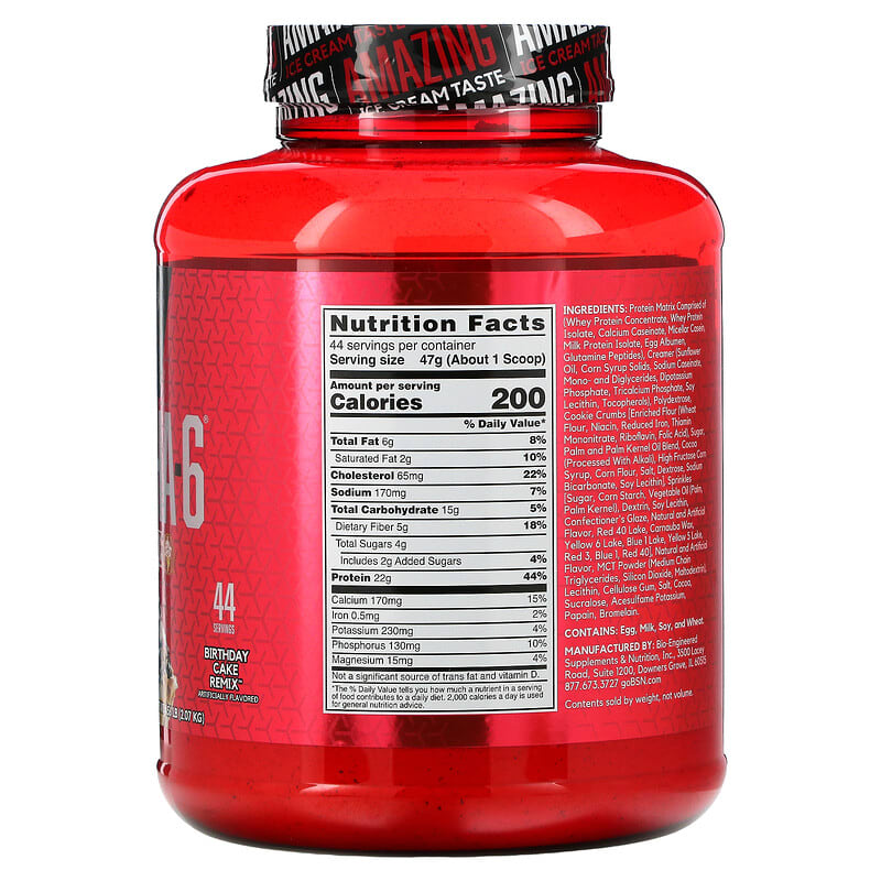 BSN, Syntha-6, Cold Stone Creamery, Birthday Cake Remix, 4.56 lb (2.07 kg) 834266008803
