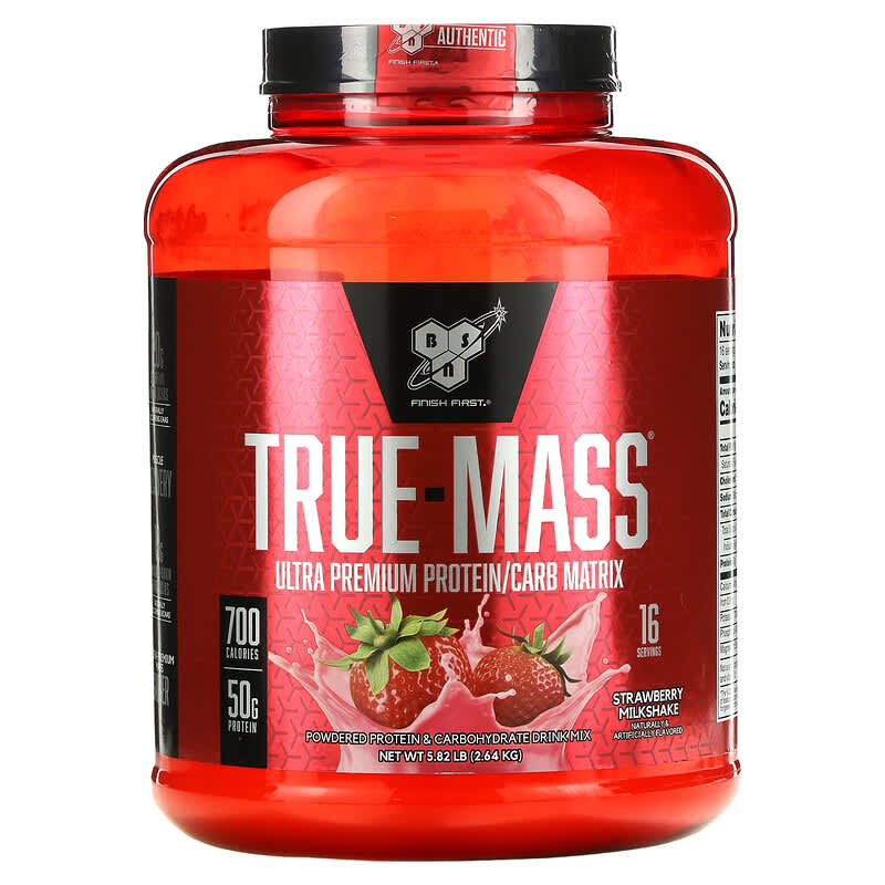 BSN True-Mass Ultra Premium Protein/Carb Matrix Strawberry Milkshake 5.82 lbs (2.64 kg) 834266006502