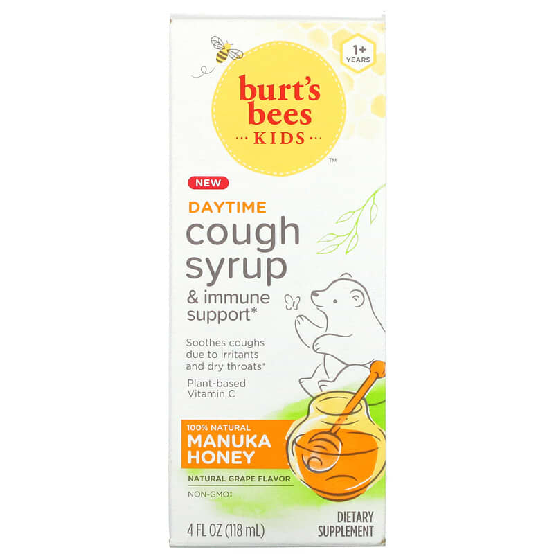 Burt's Bees Kids Cough Syrup & Immune Support Daytime 1+ Years Natural Grape 4 fl oz (118 ml) 70030165475