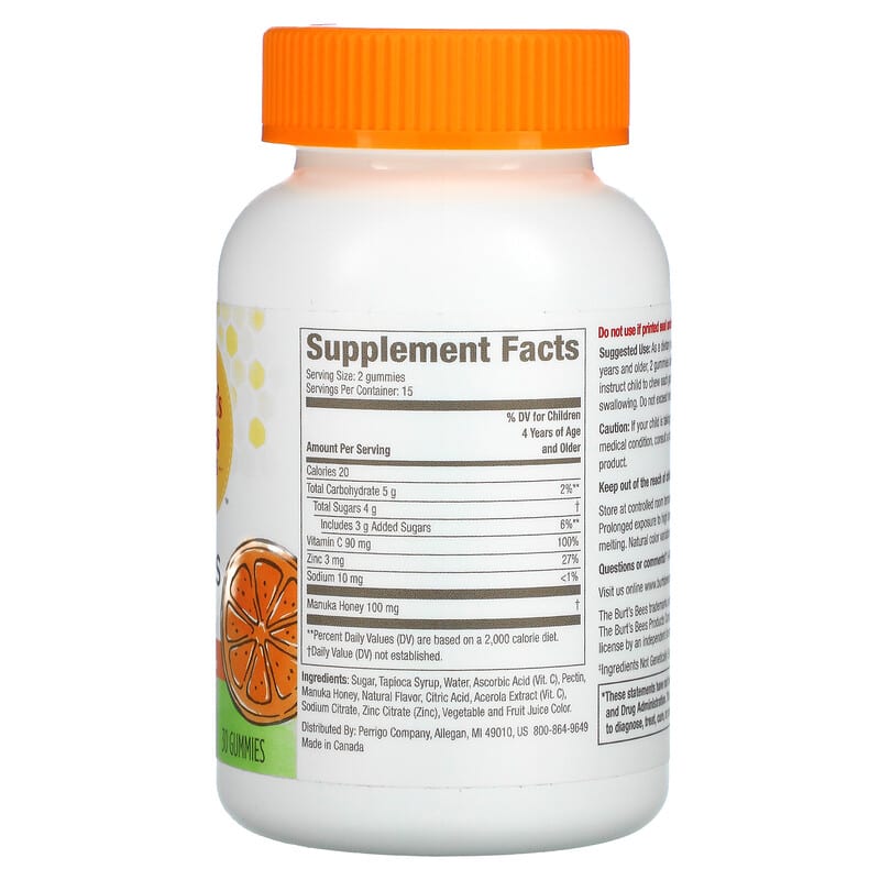 Burt's Bees, Kids, Immune Support Gummies, Orange , 30 Gummies 70030165581
