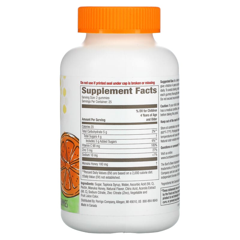 Burt's Bees, Kids, Immune Support Gummies, Orange, 50 Gummies 70030165468