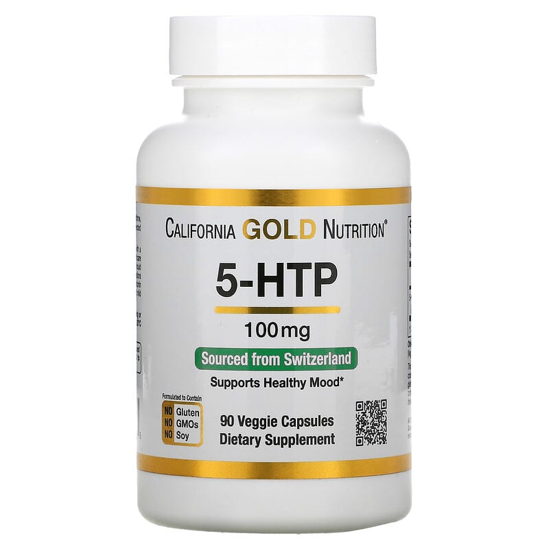 California Gold Nutrition 5-HTP Mood Support Griffonia Simplicifolia Extract from Switzerland 100 mg 90 Veggie Capsules 898220011735