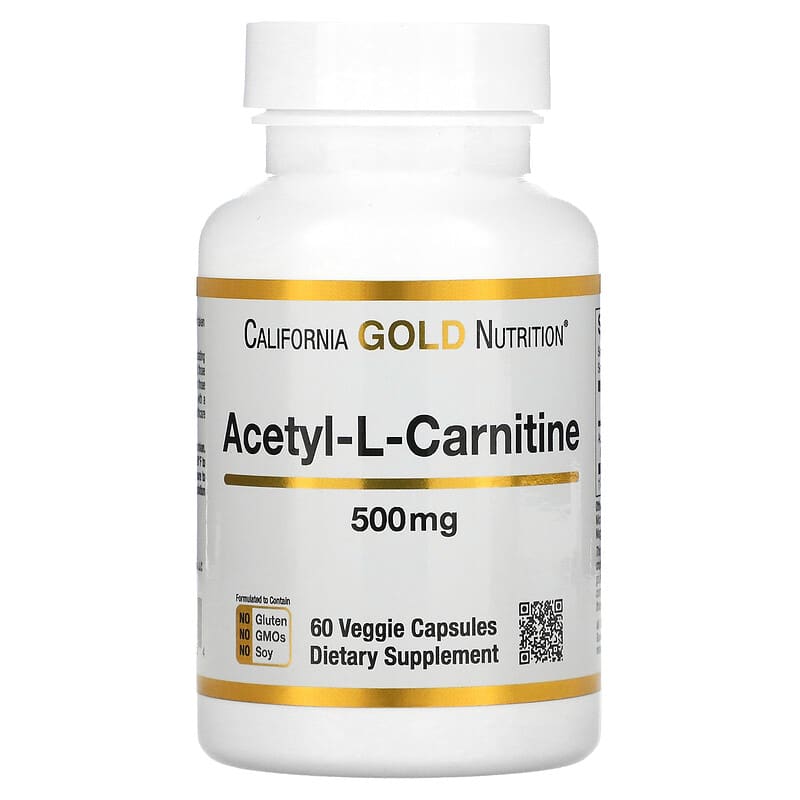 California Gold Nutrition Acetyl-L-Carnitine 500 mg 60 Veggie Capsules 898220011254