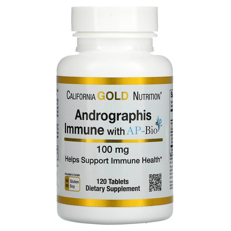 California Gold Nutrition Andrographis Immune with AP-BIO 100 mg 120 Tablets 898220018192