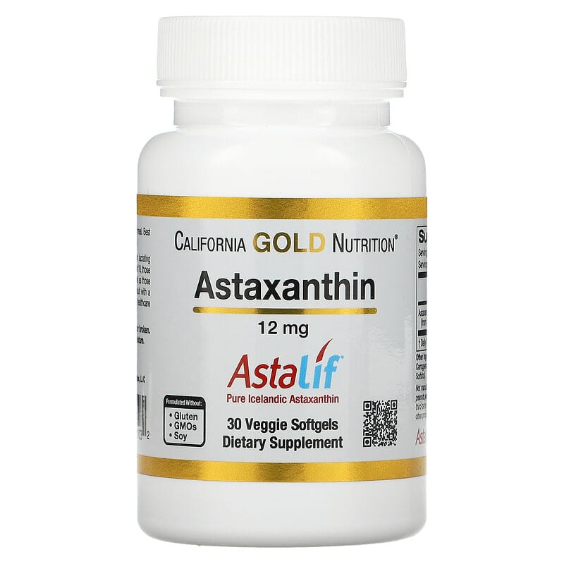 California Gold Nutrition Astaxanthin Astaliff® Pure Icelandic 12 mg 30 Veggie Softgels 898220011032