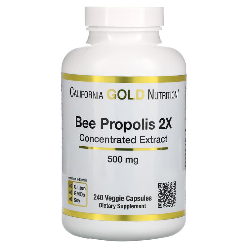 California Gold Nutrition Bee Propolis 2X Concentrated Extract 500 mg 240 Veggie Caps 898220009466