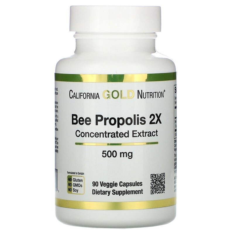 California Gold Nutrition Bee Propolis 2X Concentrated Extract 500 mg 90 Veggie Caps 898220009459