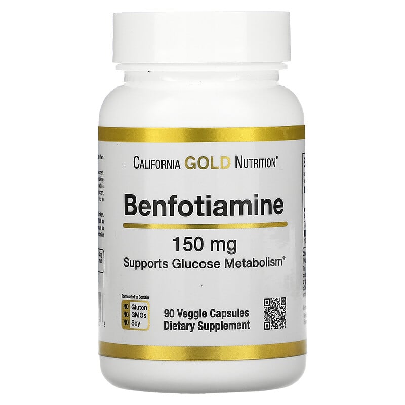 California Gold Nutrition Benfotiamine 150 mg 90 Veggie Capsules 898220020256