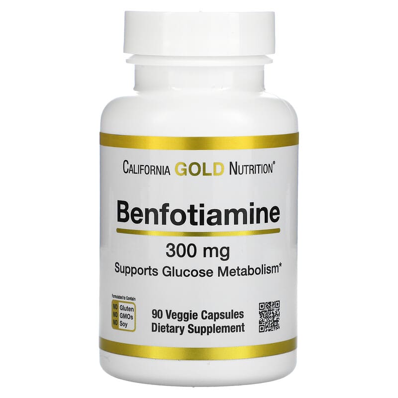 California Gold Nutrition Benfotiamine 300 mg 90 Veggie Capsules 898220020232