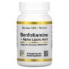 California Gold Nutrition Benfotiamine + Alpha Lipoic Acid 30 Veggie Capsules 898220020201