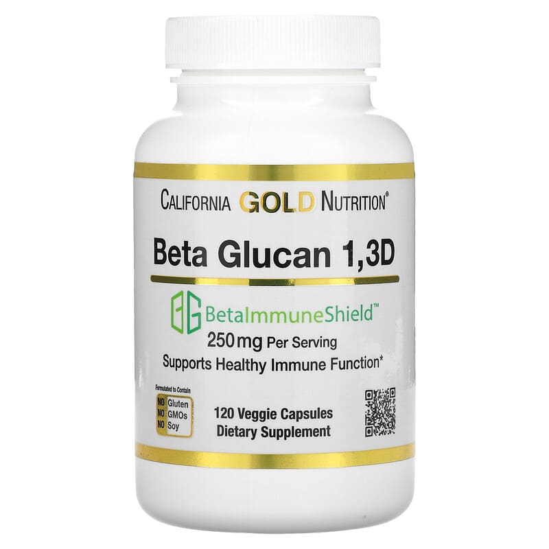 California Gold Nutrition Beta Glucan 1-3D with Beta-ImmuneShield 125 mg 120 Veggie Capsules 898220017966