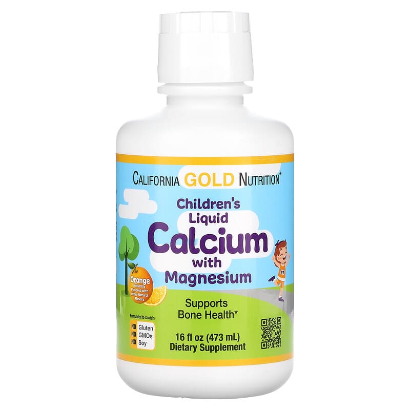 California Gold Nutrition Children's Liquid Calcium with Magnesium Orange 16 fl oz (473 ml) 898220020959