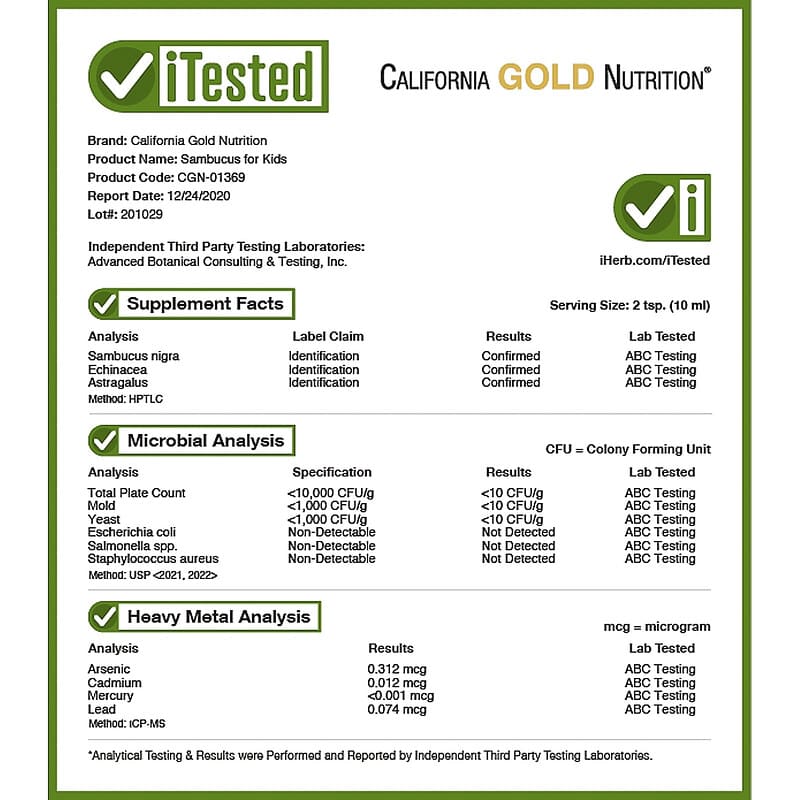 California Gold Nutrition, Children Sambucus Elderberry Syrup, 4 fl oz (120 ml) 898220013692