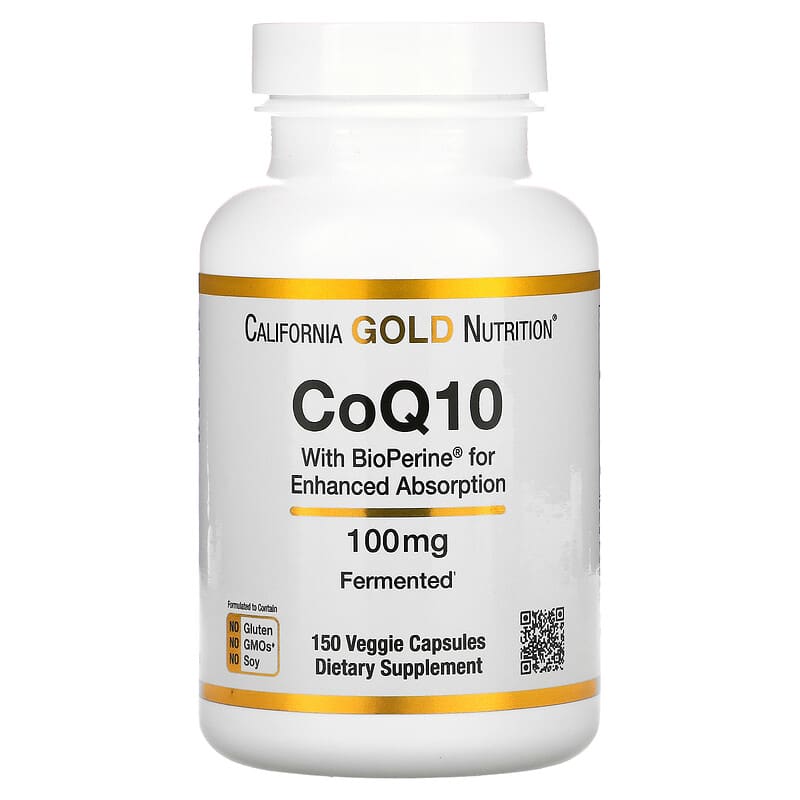 California Gold Nutrition CoQ10 with Bioperine 100 mg 150 Veggie Capsules 898220014286