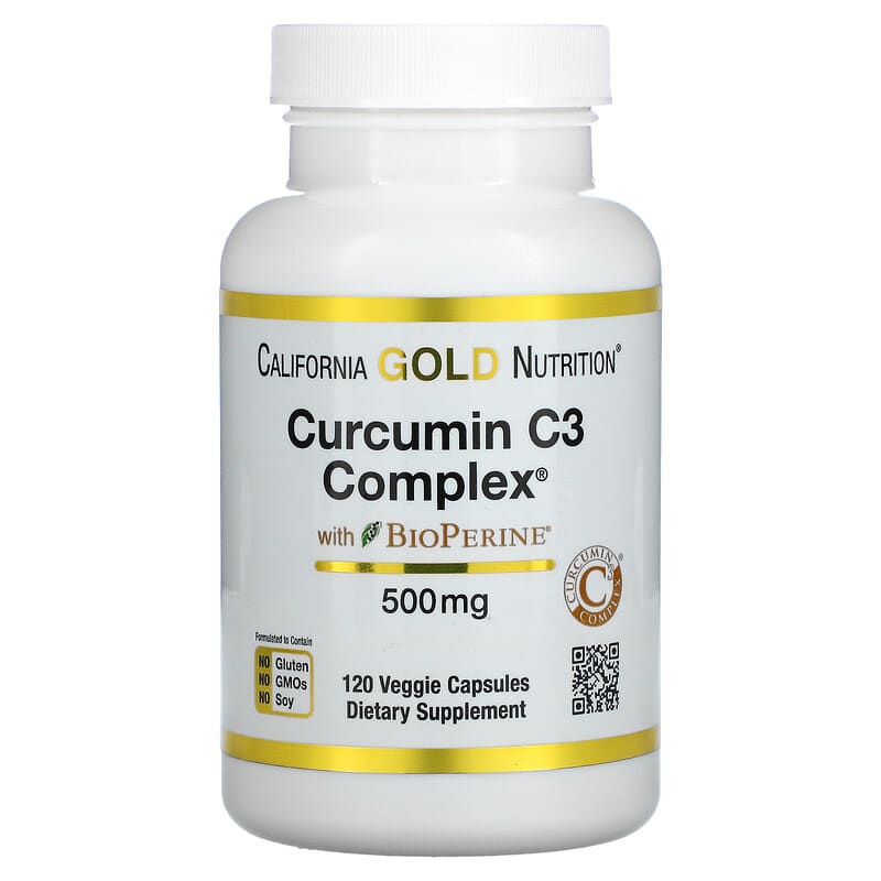 California Gold Nutrition Curcumin C3 Complex with BioPerine 500 mg 120 Veggie Capsules 898220009404