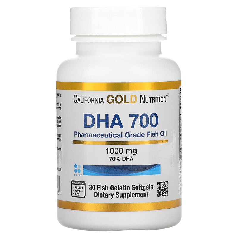 California Gold Nutrition DHA 700 Fish Oil Pharmaceutical Grade 1,000 mg 30 Fish Gelatin Softgels 898220012527