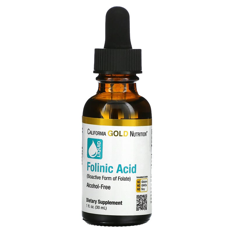 California Gold Nutrition Folinic Acid Alcohol Free 1 fl oz (30 ml) 898220008544