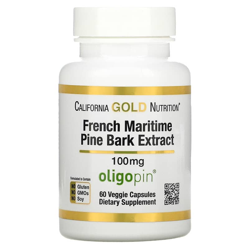 California Gold Nutrition French Maritime Pine Bark Extract Oligopin 100 mg 60 Veggie Capsules 898220011957