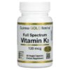California Gold Nutrition Full Spectrum Vitamin K2 120 mcg 60 Veggie Capsules 898220012992