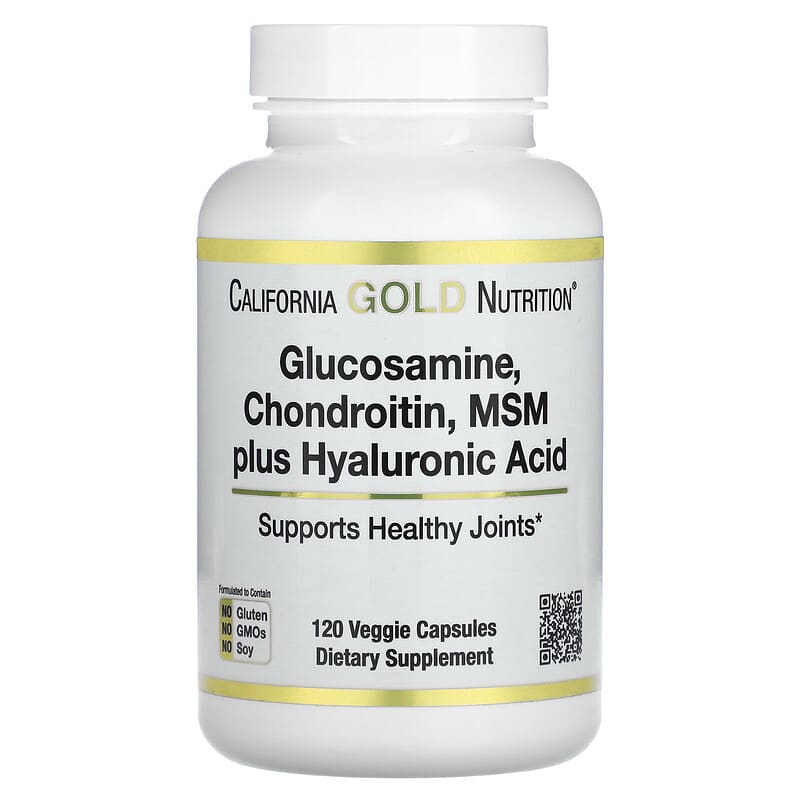 California Gold Nutrition Glucosamine Chondroitin MSM Plus Hyaluronic Acid 120 Veggie Caps 898220010714