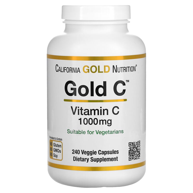 California Gold Nutrition Gold C USP Grade Vitamin C 1,000 mg 240 Veggie Capsules 898220009329