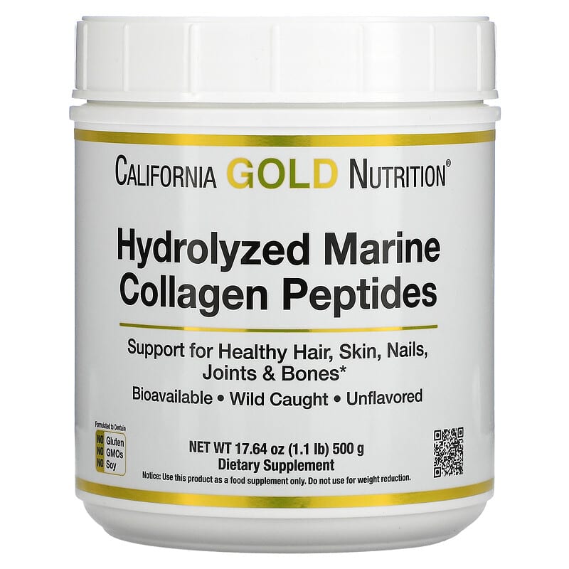 California Gold Nutrition Hydrolyzed Marine Collagen Peptides Unflavored 17.64 oz (500 g) 898220018642