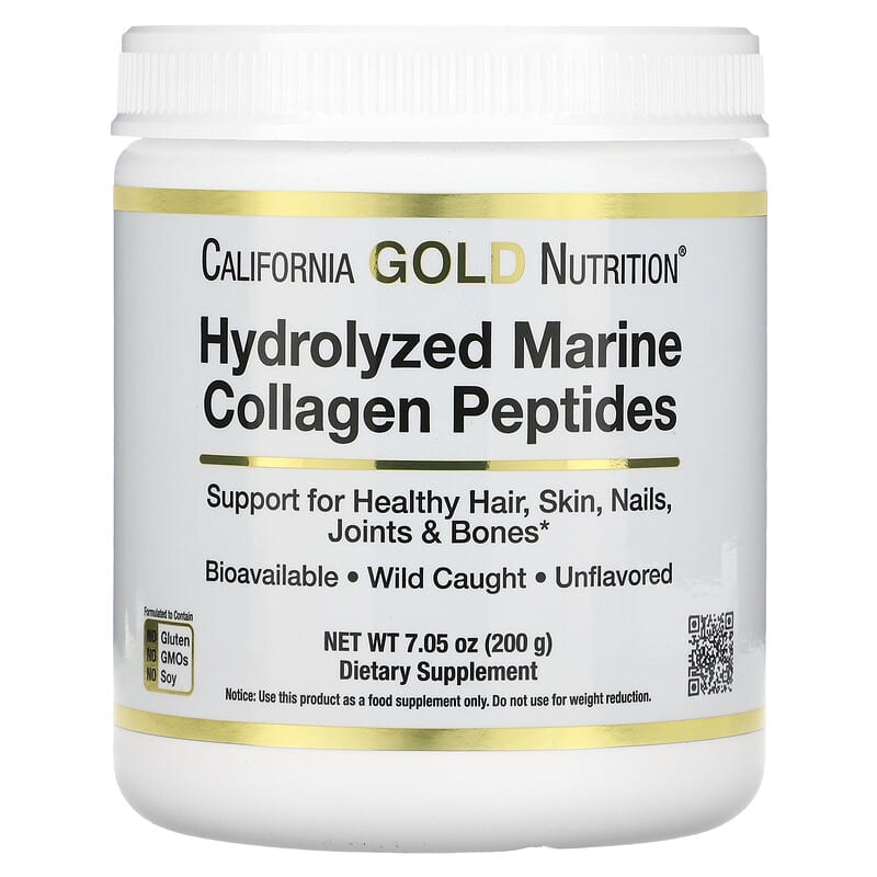 California Gold Nutrition Hydrolyzed Marine Collagen Peptides Unflavored 7.05 oz (200 g) 898220018635