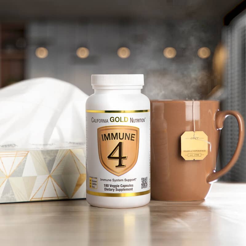 California Gold Nutrition, Immune 4, Immune System Support, 180 Veggie Capsules 898220018567