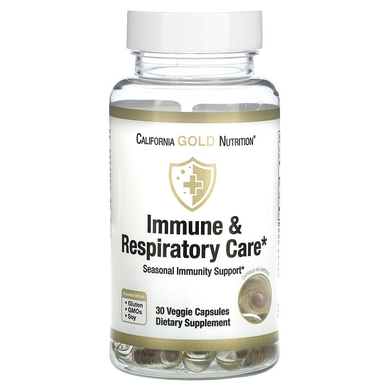 California Gold Nutrition Immune & Respiratory Care 30 Veggie Capsules 898220019182