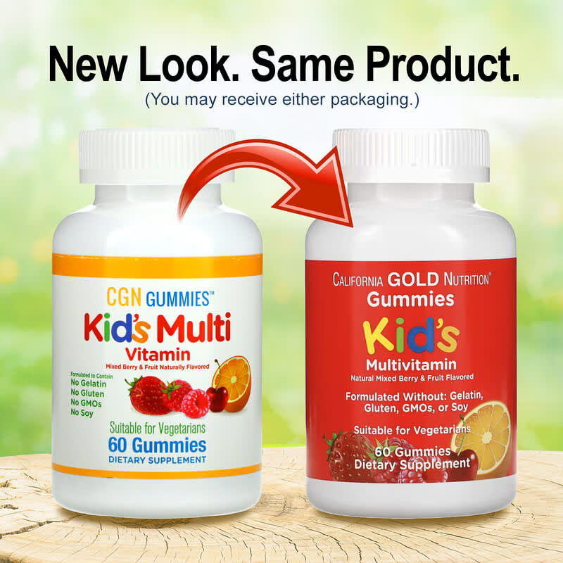 California Gold Nutrition, Kid's Multivitamin Gummies, Mixed Berry and Fruit Flavor, 60 Gummies 898220012008