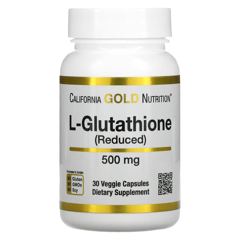 California Gold Nutrition L-Glutathione (Reduced) 500 mg 30 Veggie Capsules 898220018970