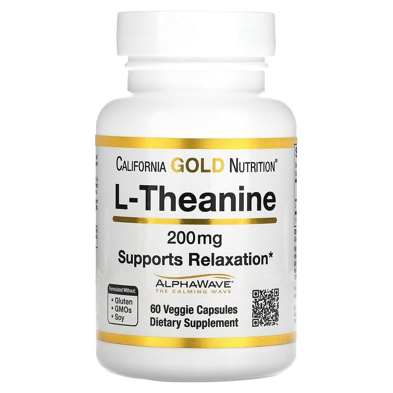 California Gold Nutrition L-Theanine Featuring AlphaWave 200 mg 60 Veggie Capsules 898220012428