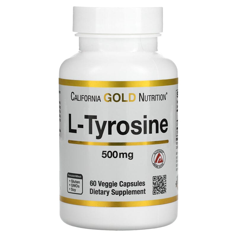 California Gold Nutrition L-Tyrosine AjiPure 500 mg 60 Veggie Capsules 898220011353