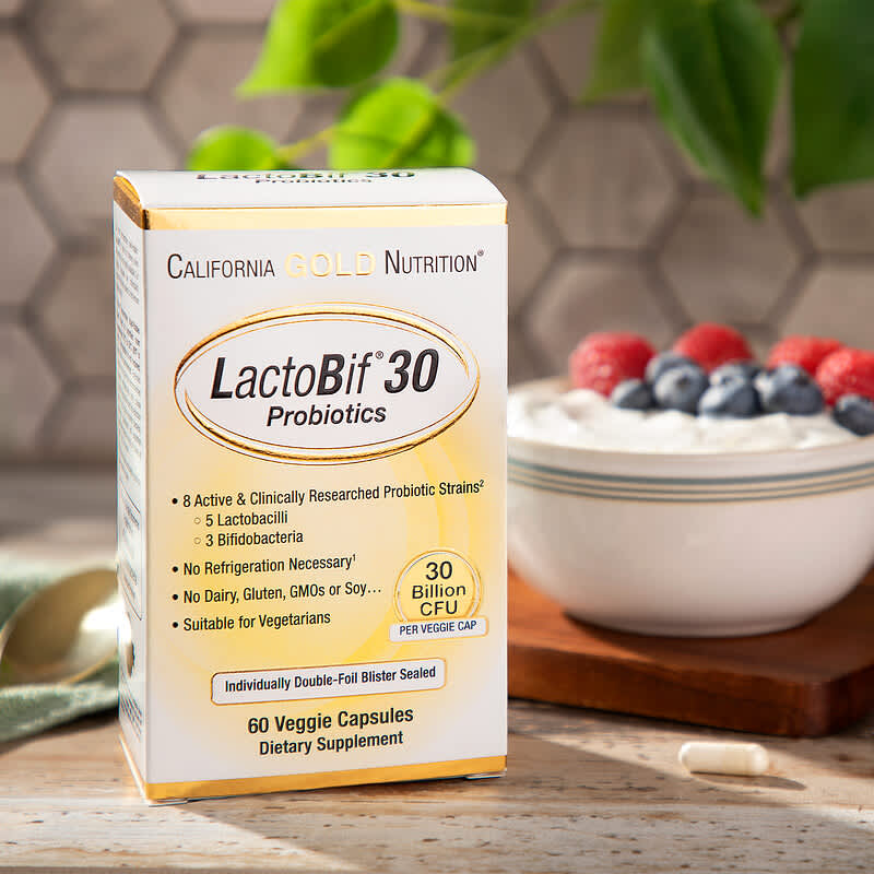 California Gold Nutrition, LactoBif Probiotics, 30 Billion CFU, 60 Veggie Capsules 898220009657