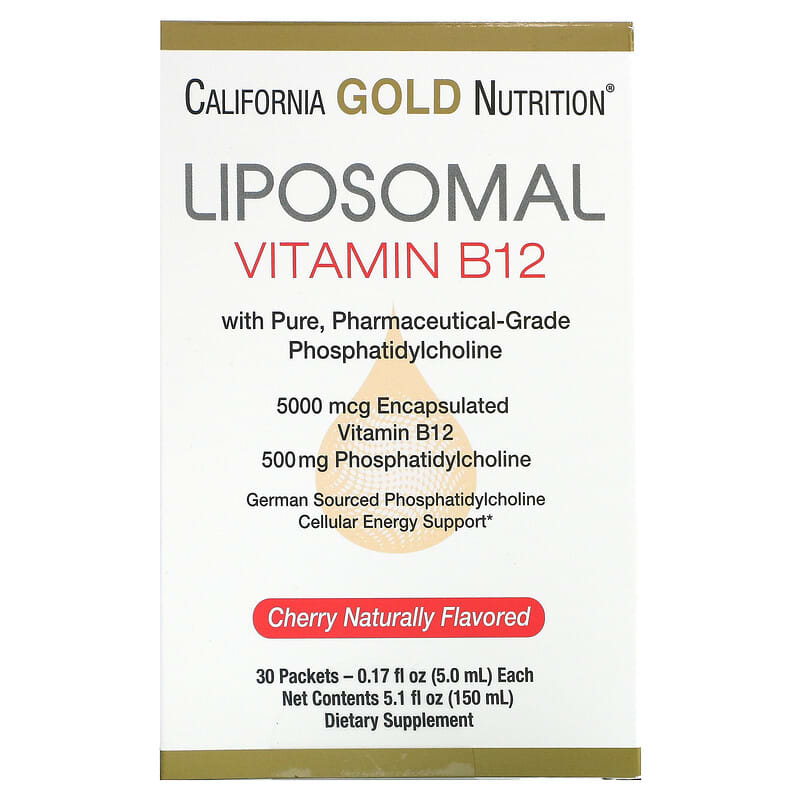 California Gold Nutrition Liposomal Vitamin B12 30 Packets 0.17 fl oz (5 ml) Each 898220019823