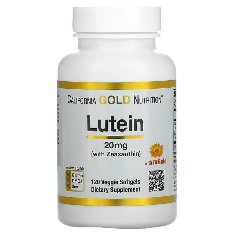 California Gold Nutrition Lutein with Zeaxanthin 20 mg 120 Veggie Softgels 898220014033